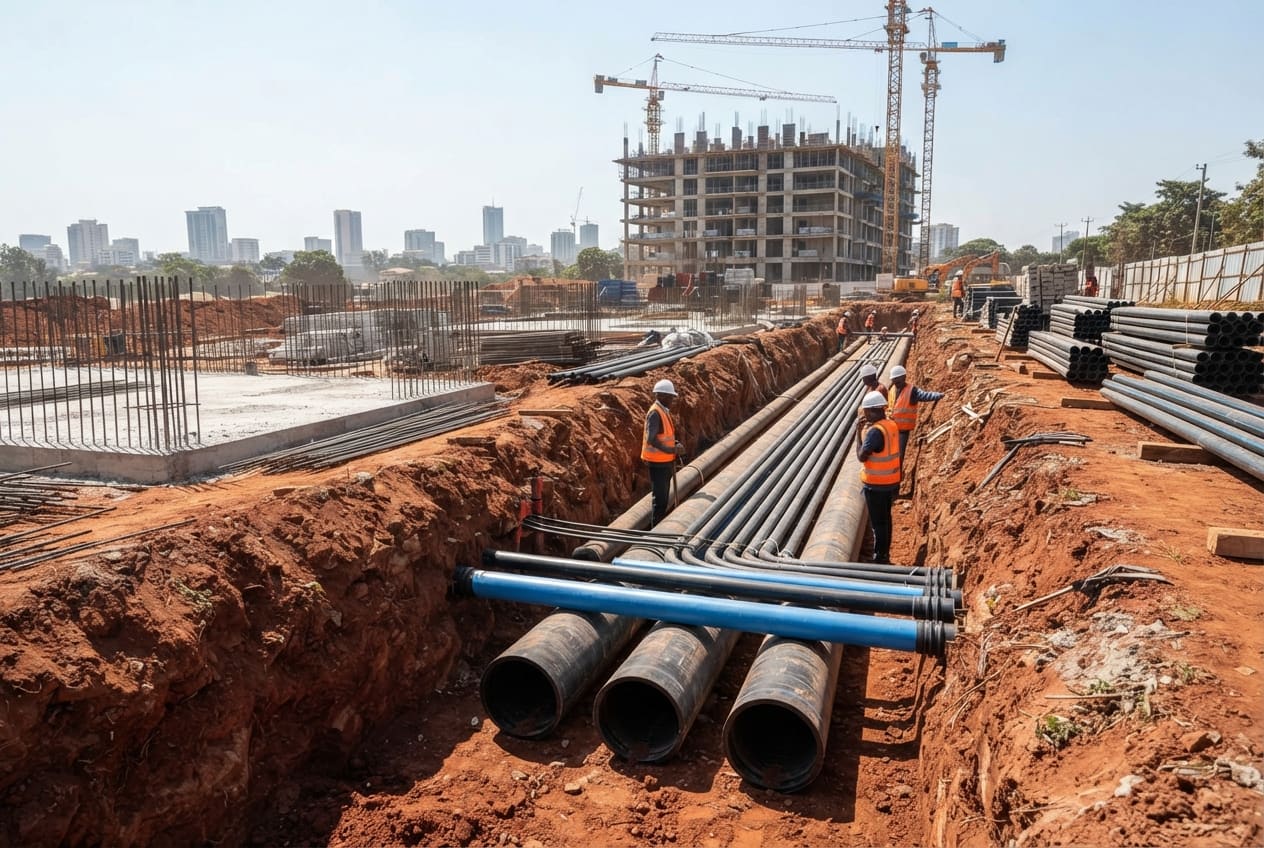 Construction site groundworks