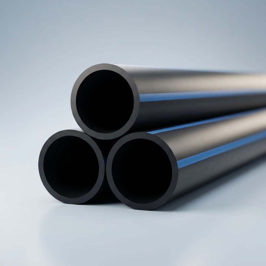 PE100 HDPE pressure pipe with blue identification stripe